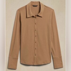 Banana Republic Factory Refined Ribbed Shirt Tan Large NWT